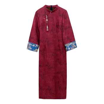 Red bamboo homemade large-size dress