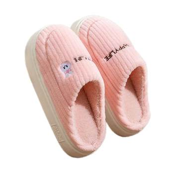 Warm plush postpartum shoes for women at home thick sole non-slip