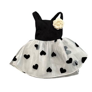 
Pet clothes dog cat suspender dress French Corgi Teddy Bichon summer casual cotton black