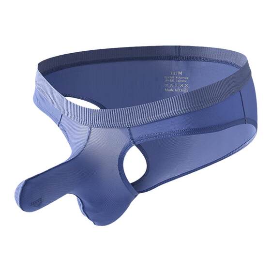Ice silk high elastic sexy men tight and markless young men low waist shorts gun bullet separation elephant nose JJ set underwear underwear
