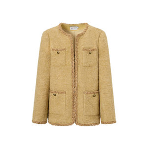 LEDIM WANG Nomadic Xiaoxiang style woolen coat alpaca yellow female Qianjin style short winter new style
