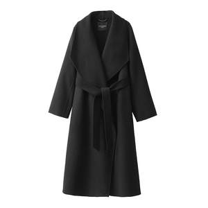 POPCHRIO Oukerui free large lapel full wool double-sided wool coat waist-length coat mid-length women

