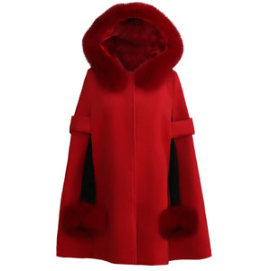 [Brand Hot Sale] Trendy Winter Women's Korean Edition Loose Mid -length Mao Woors Cloak Cloak Real Fox Mao
