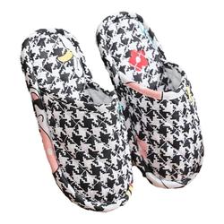 Korean Version Of Children's Non-slip Particle Cloth-soled Slippers For Indoor Home Floor Parent-child Autumn And Winter Silent Toe-toe Cotton Slippers