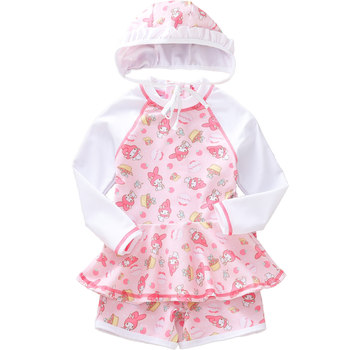 2-9-year-old long-sleeved fast dry sunscreen split shorts swimsuit
