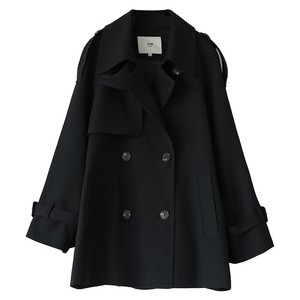 
Jia Julie 2025 spring new windbreaker jacket women's mid-length windbreaker small jacket casual top black