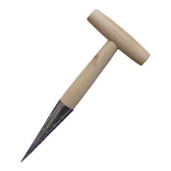 Sowing and drilling small tool with wooden handle and pointed tip to plant cauliflower seeds