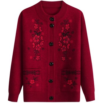 The elderly plus velvet thick mother jacket grandma sweater
