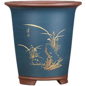 
Yixing purple sand orchid flowerpot special orchid Clivia large cymbidium ink orchid large soil ceramic high-end home