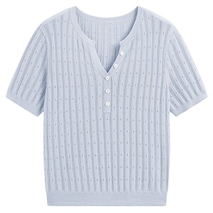 
KBNE Lyocell college style slim polo jacquard sweater for women 2026 summer new versatile short-sleeved top