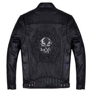 
Harley leather jacket men's motorcycle motorcycle jacket thick leather jacket embroidered skeleton leather leather jacket trendy