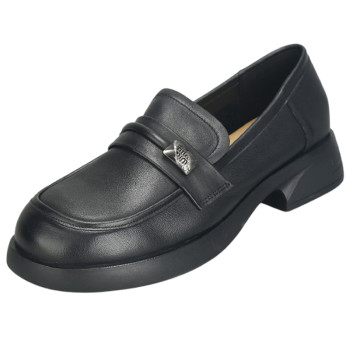 
Wide fat feet large size women's shoes 41 to 43 autumn 2025 new leather medium heel thick heel mother shoes single shoes wide toe 42