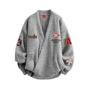 
Charles Heart American Printed Lazy Cardigan Sweater Men's Winter New Loose Casual Couple Knitted Jacket