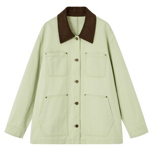 
Demanaban style spliced lapel denim jacket for women 26 spring new loose multi-pocket design top