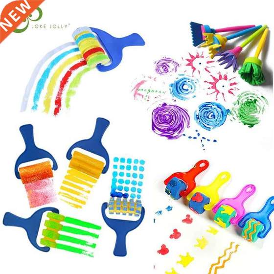 4pcs Rotate Paint DIY Drawing Flower Sponge Brushes Kids EVA