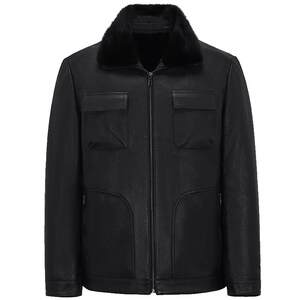 
Beast King's new winter style goatskin genuine leather coat, fur integrated leather overcomes men's mink liner jacket
