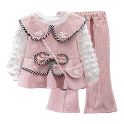 La Chapelle girls' suit spring and autumn 2025 new style children's baby girl fashionable small fragrance three-piece set