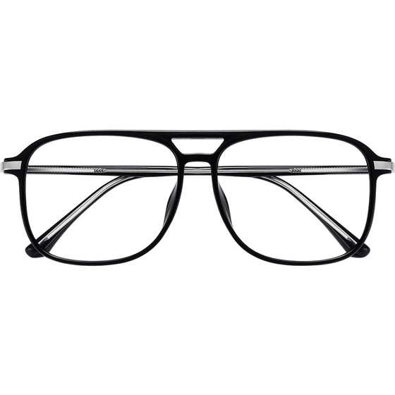
Mirror sound handsome double beam glasses for men with myopia can match the degree of retro black warrior black large frame anti-blue light glasses frame