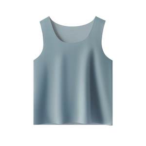 Fenten Men's Scarless Vest Round Collar Summer Breathable Quick Dry Solid Color Sports Fitness Base Ice Silk Short Sleeve Sweat Cypress