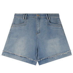 Casual retro style flesh-covering versatile wide-leg denim shorts