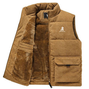 
Scarecrow Corduroy Vest Men's Autumn and Winter Plus Velvet Thickened Warm Waistcoat Workwear Stand-up Collar Vest Jacket