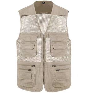 
Mesh vest men's pure cotton jacket breathable horse clip middle-aged and elderly vest multiple pockets dad summer fishing vest
