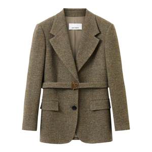 
Langzi's new pure wool retro herringbone high-zhi suit jacket in winter elegant temperament waist-hugging suit