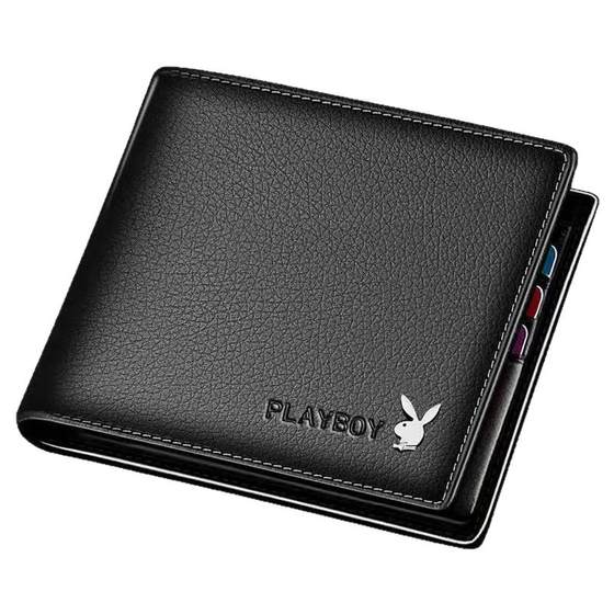 
Playboy new men's short genuine leather wallet simple short card holder cowhide wallet youth thin wallet