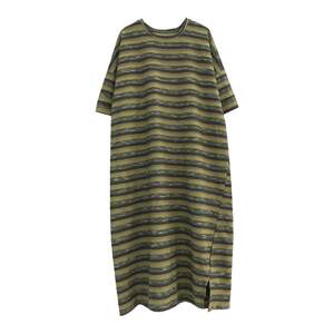 
Maternity dress, new summer dress, belly-covering, loose, slimming, large size T-shirt, pure cotton, lazy style, knee-high striped long skirt