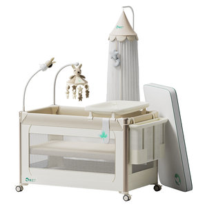 Cool Douding smart crib can fold and stitching large beds to move new baby bed diaper table baby bed