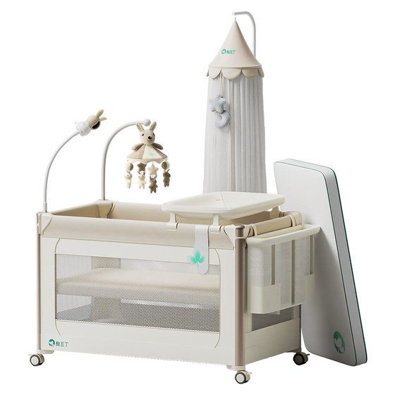 Cool Douding smart crib can fold and stitching large beds to move new baby bed diaper table baby bed
