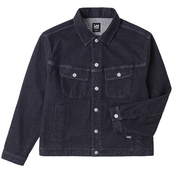 
Lee25 autumn and winter new product comfort version lapel not easy to fade dark blue hairy men's denim jacket warm