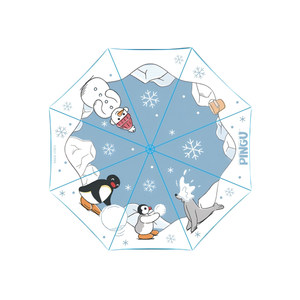 
KKV Official Pingu Tri-fold Vinyl Sunscreen Umbrella Cartoon Outdoor Portable Sun Umbrella Dual-Use Sunshade Umbrella