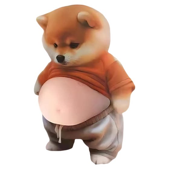 
Puppy man with big belly, cute and creative decompression toy, little fat Shiba Inu car anti-collision sticker, home sticker