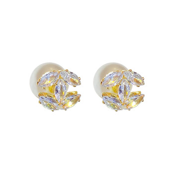 Other alloy Japanese and Korean diamond-encrusted women's small fragrance earrings