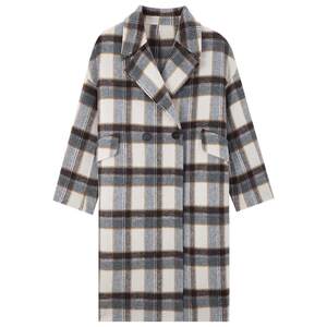 MB MindBridge Winter Women's Retro Checkered Long Wool Coat 2025 Double-Side Woolen Jacket