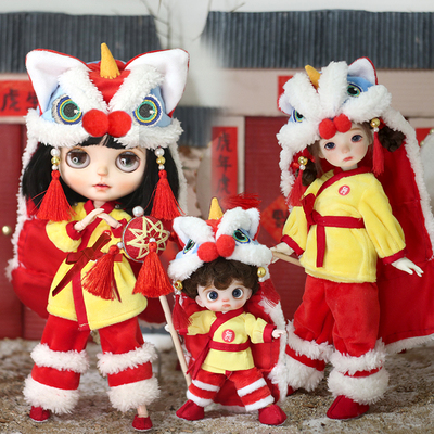 taobao agent Aeon Hand New Year Lion 6 points BJD doll clothing material bag DIY small cloth OB11OB24blythe