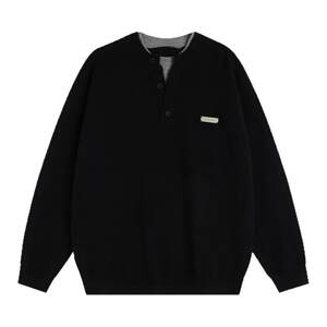 
INSstudios Chinese trendy couple American splicing fake two-piece sweater loose old money style knitted sweater for men