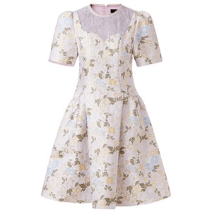 [Ole] MAXRIENY high waist floral short skirt autumn puff sleeve dress heavy industry A-line skirt
