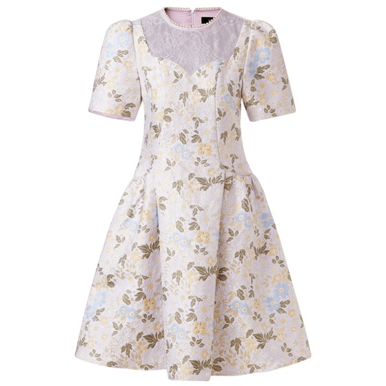 [Ole] MAXRIENY high waist floral short skirt autumn puff sleeve dress heavy industry A-line skirt
