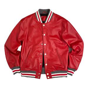 
2025 autumn and winter new jacket head layer cowhide leather jacket genuine leather baseball uniform men's red embroidered jacket motorcycle top