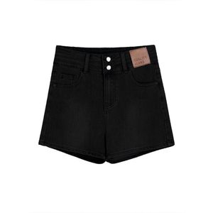 
Black stretch denim shorts for women in summer new large size fat mm high waist slim pear-shaped body A-line hot pants