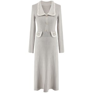 SYT Playful Cute Little Fragrance Wind Liver Slim Sleeping Dress Women's Autumn and Winter Design High waist bottoming long skirt