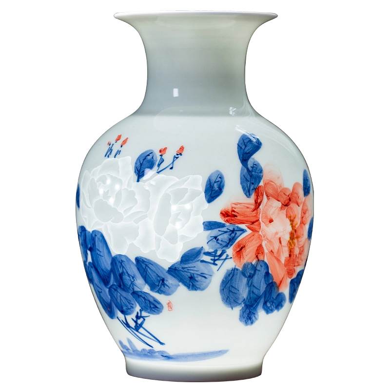 中国　景徳鎮製　薄い花瓶 薄胎粉彩花紋瓶 中国景徳鎮制款 共箱 中国 古