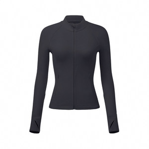 
Fitness Girl Stand Collar Yoga Wear Jacket Autumn Slim Fit Zipper Sports Top Slimming Pilates Running Long Sleeve New