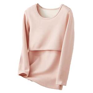 
Pregnant women's thermal underwear tops autumn clothes and long pants set plus velvet cashmere silk base postpartum breastfeeding pajamas for women
