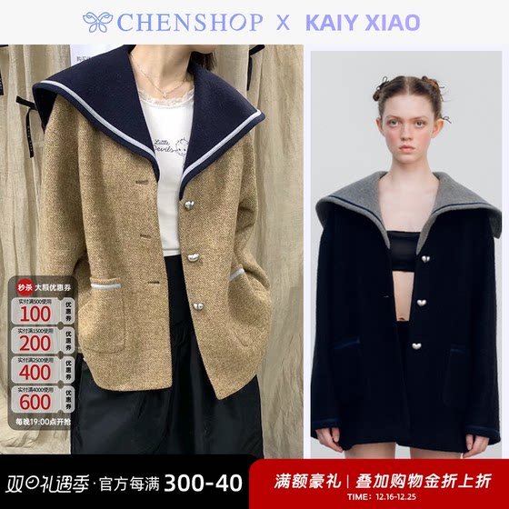 Kaiy Xiao时尚甜美海军领外套宽松小众百搭款CHENSHOP设计师品牌