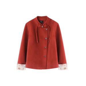 XWI Xinwei New Year Red Double-sided Woolen Coat Women's Autumn and Winter Wedding Banquet Toast Daily Dress Short Wool Coat