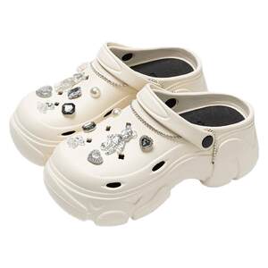 White Crocs Women's 2026 New Summer Outerwear Thick Soled Increased Internet Celebrity Popular Beach Non-Slip Sandals for Women