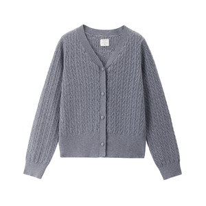 
Giordano miu sweater women's spring new cable pattern sweater women's V-neck knitted cardigan 05355703